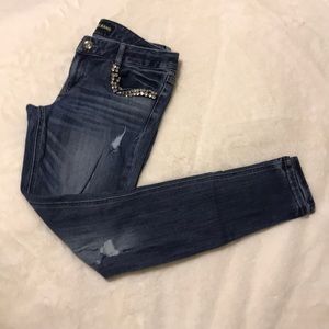 Express distressed skinny leg denim